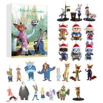 Advent Calendar 24-Day Holiday Countdown with 24 Acrylic Cartoon Animal Ornaments Anime Themed Gifts for Kids Adults Fans A gray