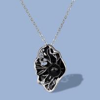 Personality Lotus Leaf Women'S Light Luxury Black Epoxy Flower Retro Pendant Necklace gray