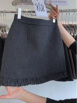 Retro Korean Wood Ear Lace Woolen High-Waisted A-Line Skirt for Women - Spring 2026 Collection XS gray