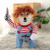 Funny Pet Outfit: Dog or Cat Prank Costume with Knife - Perfect for Pomeranians, Bichons, Corgis, Retrievers L - up to 20kg brown
