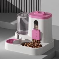Automatic Cat Feeder and Waterer Combo Plastic Pet Food and Water Dispenser Non Spill Dog Bowl Pet Supplies gray
