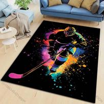 Spalvinga ledo ritulio žaidėjo iliustracija Kilimas svetainei, miegamajam, prie lovos grindų kilimėlis, prieškambaris, vaikų žaidimų kilimėlis, plotinis kilimas 50x80cm gray