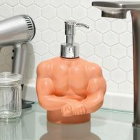 Press Pump Dispenser Muscular Man Shape for Liquid Soap Lotion Multiuse Easy Filling Liquid Container for Home Essential 1 beige