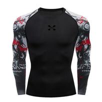 Men's Compression Gym Wear Swim T Shirt Wholesale Men Gym Wear Slim Fit Rash Guard Compression T Shirt XL black