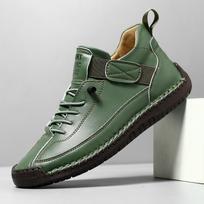 Handmade Leather Casual Men Shoes Design Sneakers Man Breathable Leather Shoes For Men Ankle Boots Outdoor 48 gray