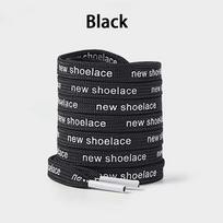 1Pair New Sneakers Canvas Casual Shoes Laces Double-sided Letter-printed Shoelace 100/120/140/160CM Laces for Shoe Accesories 80cm black