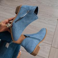 Women's Pointed-Toe Low-Heel Side-Zip Fashion Short Boots, Reverse Leather Style, Available In Large Sizes. 36 gray