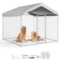 VEVOR Outdoor Dog Kennel, 2.3 x 2.3 x 2.15 m Large Dog Kennel with Secure Lock, Outside Dogs Enclosures with UV-Resistant & Waterproof Roof Cover
