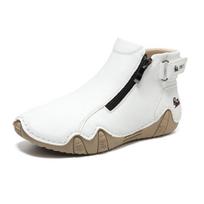 Women's High‑Top Ankle Boots Side Zipper Suede Casual Sneaker Boots Buckle Decor Non‑Slip Soft Sole Comfortable Walking Short Boots 44 white