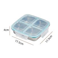 Stainless Steel Bento Box with Silicone Lid – 4 Compartments for Fresh, Flavor-Separated Meals gray