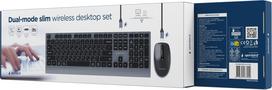 Belaidis klaviatūros ir pelės komplektas Gembird Dual-Mode Slim Set KBS-WPS-02-CYRL, EN/RU, juoda sp./pilka sp.
