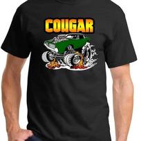 1967 1968 Mercury Cougar Hardtop Radical Rides Cartoon Design T Shirt New 4XL white