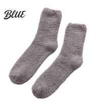 Thick Soft Cloud Feel Socks Thickened Plush for Men Winter Solid Color Fuzzy Socks Warm Slippers Cold Weather Foot Warmers Moisture Wicking gray