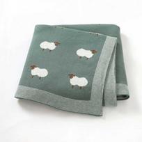 Kūdikio megztas pledas Grynos medvilnės Naujagimio apklotas Minkšta šilta termo antklodė Vežimėlio uždangalas Oro kondicionieriaus lovos kilimėlis Animacinis avinėlis 1pc blanket(80x100cm) tamsiai žalia spalva