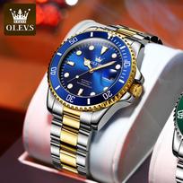 OLEVS 6650 Vyriškas laikrodis Klasikinis Originalus Automatinis Mechaninis Laikrodis Vyrui Cirkonio Rodikliai Vandeniui Atsparus Šviečiantis Nerūdijančio Plieno Laikrodis blue