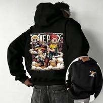 One Piece Hoodie Roronoa Zoro Print Anime Sweatshirt Men Back Print Hip Hop Loose Pullover Unisex Top XXL white