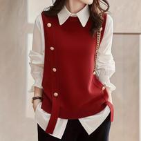 Women's Sleeveless Knit Sweater Vest with Side Buttons M