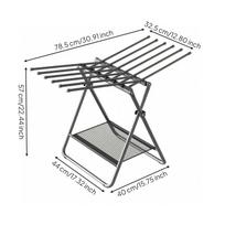 Foldable Clothes Drying Rack No-Install Laundry with Mesh Shelf Furniture gray