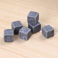 MIT 6 Pcs Whisky Ice Stones Wine Drinks Cooler Cubes Whiskey Rocks Granite Pouch juoda