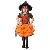 Mažylių mergaičių Helovino išgalvotas vakarėlis tinklinės suknelės kostiumas, raganos cosplay suknelės 120 oranžinė