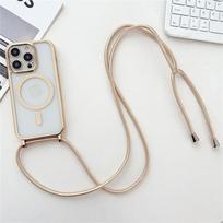 Kryžinė virvelė Padengtas skaidrus dėklas telefonui iPhone 16E 16 15 14 13 12 Pro Max Magsafe magnetinei kaklo virvelei Dangtelis iPhone 14