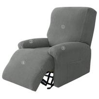 4pcs/set Split Recliner Cover Polar Fleece All-inclusive Lazy Boy Chair Cover Relax Lounger Couch Sofa Slipcover Armchair Covers Recliner sofa cover gray