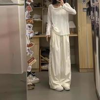 Lace Patchwork Pants Women's Summer Slim Fit Wide Leg Pants Ins Style Photo Color 4XL beige