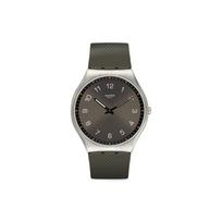 Swatch Skin Series Quartz Movement 30M Water Resistant Watch 45.6Mm Green Dial Stainless Steel Case Rubber Strap Unisex watches SS07S103 Green gray