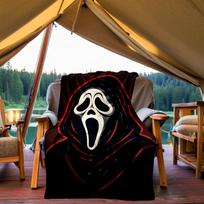 1PC Ghostface Scream Outdoor Flannel Throw Blanket - HD Printed Lightweight Soft Warm All-Season Blanket for Sofa, Bed, Travel, Camping 035 180cm x 230cm
