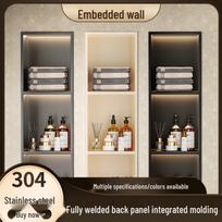 304 nerūdijančio plieno įleidžiama vonios televizoriaus niša - individualios metalinės apdailos įleidžiama laikymo lentyna Shower Hollow Round Cap - Double Layer - Gunmetal