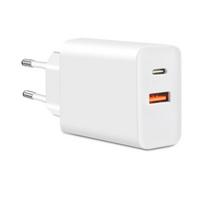 20W PD Fast Charger USB C USB A Wall Charger Dual Port Fast Charging Block for Phone Earbuds