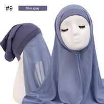 Muslim Undercap Women Chiffon Hijab With Cap Bonnet Instant Chiffon Hijab Shawl Head Scarf Under scarf Caps Cover Headwrap white