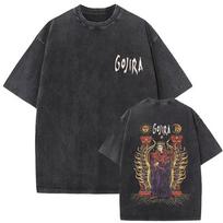 Washed Vintage Metal Rock Band Gojira Tshirt Magma T Shirt Fortitude Tshirts Mens Women Fashion Oversized T Shirts Streetwear XL black
