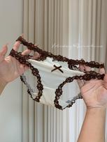 Elegant French Lace Satin Mesh Triangle Panties with Cotton Lining One Size 40-63 kg