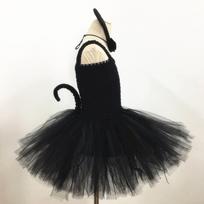 Juodo katino kostiumas kūdikėms Gyvūno tiulio suknelė Vaikams Cosplay Gyvūnėlio gimtadienio šventė Vaikų Helovino apranga M (3-4Y ) black
