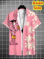 New Man Shirts Casual Lapel Cartoon Tiger Print Shirts Summer Seaside Holiday Style TopsClothes Mens Shirts Luxury Designer 3XL white