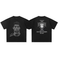 Cristiano Ronaldo galvos kasdienis marškinėlis prabangus prekės ženklas vyrams ir moterims viršutinė dalis oversized unisex trumpomis rankovėmis gatvės stiliaus medvilninis aukštos kokybės M gray