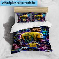 3PCS Dream Big Play Neymar Bedding Set,Including 1pc Duvet Cover And 2pcs Pillowcases Perfect for Bedroom, Dormitory, Fan Christmas gift 135cm*200cm