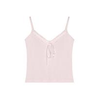Pure Desire Lace Patchwork Bowknot Camisole with Chest Pads - Bodycon Tank Top One Size white