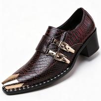 Men's Glossy Patchwork Leather Lace-up Formal Shoes, Sizes 39-48, Ready to Ship with Quick Turnaround 40 tamsiai ruda spalva