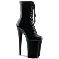 Women's White Lace-Up Round Toe High Heel Boots, 23cm, Autumn/Winter Fashion Short Knight Style. 40 black