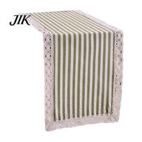 Table Linens for Dining Striped Runner, Lace Trim Cotton Linen Washable Runner Rustic Farmhouse Home Decor Entryway S