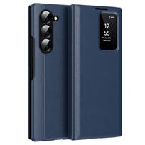 Samsung Z Fold6 5G Smart View piniginės tipo atverčiamas dėklas, tamsiai mėlynas