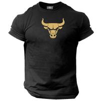 Bull T Shirt Gym Clothing Bodybuilding Weight Training Workout Exercise Fitness Kick Boxing Martial Arts Karate MMA Gymwear Men Tee Top L black