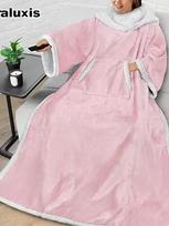 Lamb Fleece TV Blanket, Home Lazy Blanket, Multi-functional Wearable Sleeve Blanket for Couples 127*165