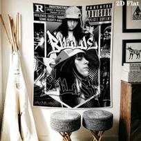 Billie Eilish poster Wall Tapestry Aesthetic Wall Hanging Printed Fabric Blanket Decorative Tapestries for Bedroom Living Room Home Decor 100cm x 150cm gray