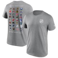 NHL marškinėliai Visų komandų skydas Nacionalinės ledo ritulio lygos pagrindinis logotipas Grafika pilki Unisex marškinėliai XXL gray