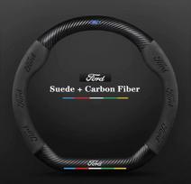Ford ST EXPLORER EDGE Fiesta Focus Mondeo F150 Fusion Mustang Kuga CHSGY7 Ranger Car Anti-Slip Suede Carbon Fiber Steering Wheel Cover
