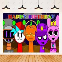 Hot Game-Incredibox Sprunki Kids Birthday Party Balloon Banner Background Cake Topper Decoration Baby Boy Party Supplies Gifts