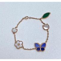 Butterfly Bracelet - Luxury Fashion Butterfly Flower Bracelet - Agate Four-leaf Clover Bracelet for Women gray